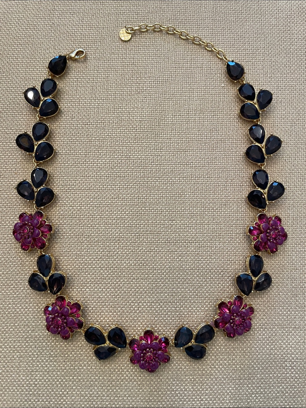 Talbots Jewel tone Statement Necklace in Fuchsia and Deep Purple 19” to 22 inch